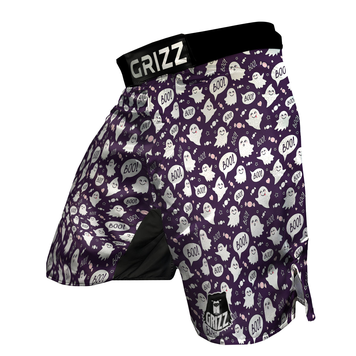 Boo Cute Ghost Print Pattern MMA Shorts-grizzshop