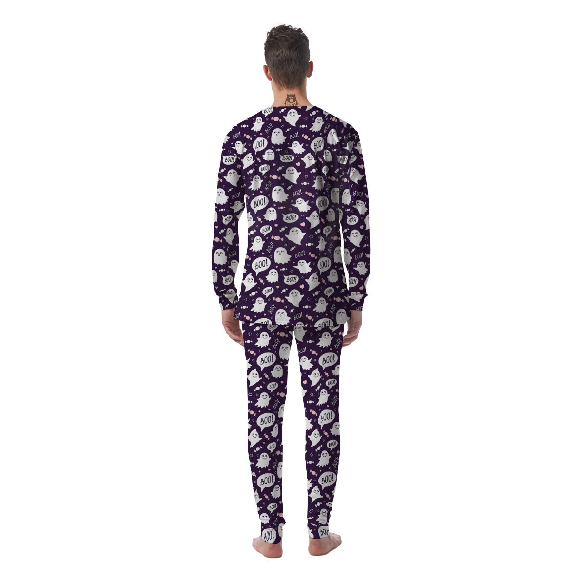 Boo Cute Ghost Print Pattern Men's Pajamas-grizzshop