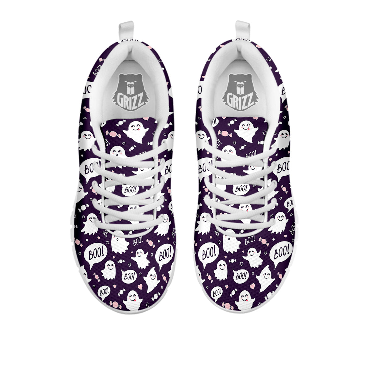 Boo Cute Ghost Print Pattern White Sneaker-grizzshop