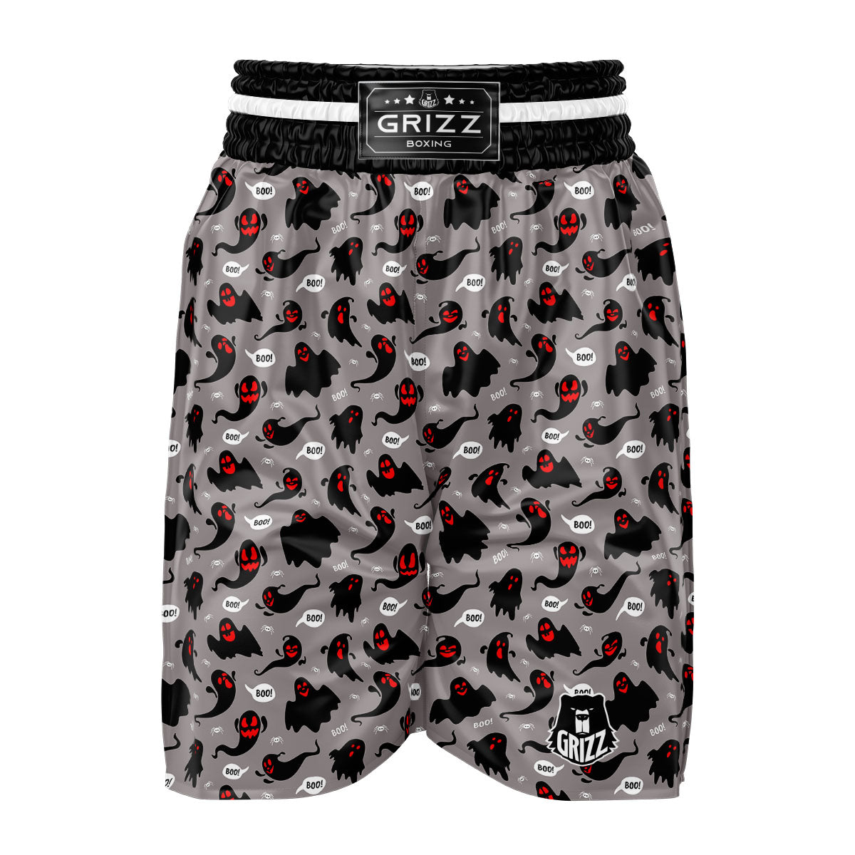 Boo Ghost Print Pattern Boxing Shorts-grizzshop
