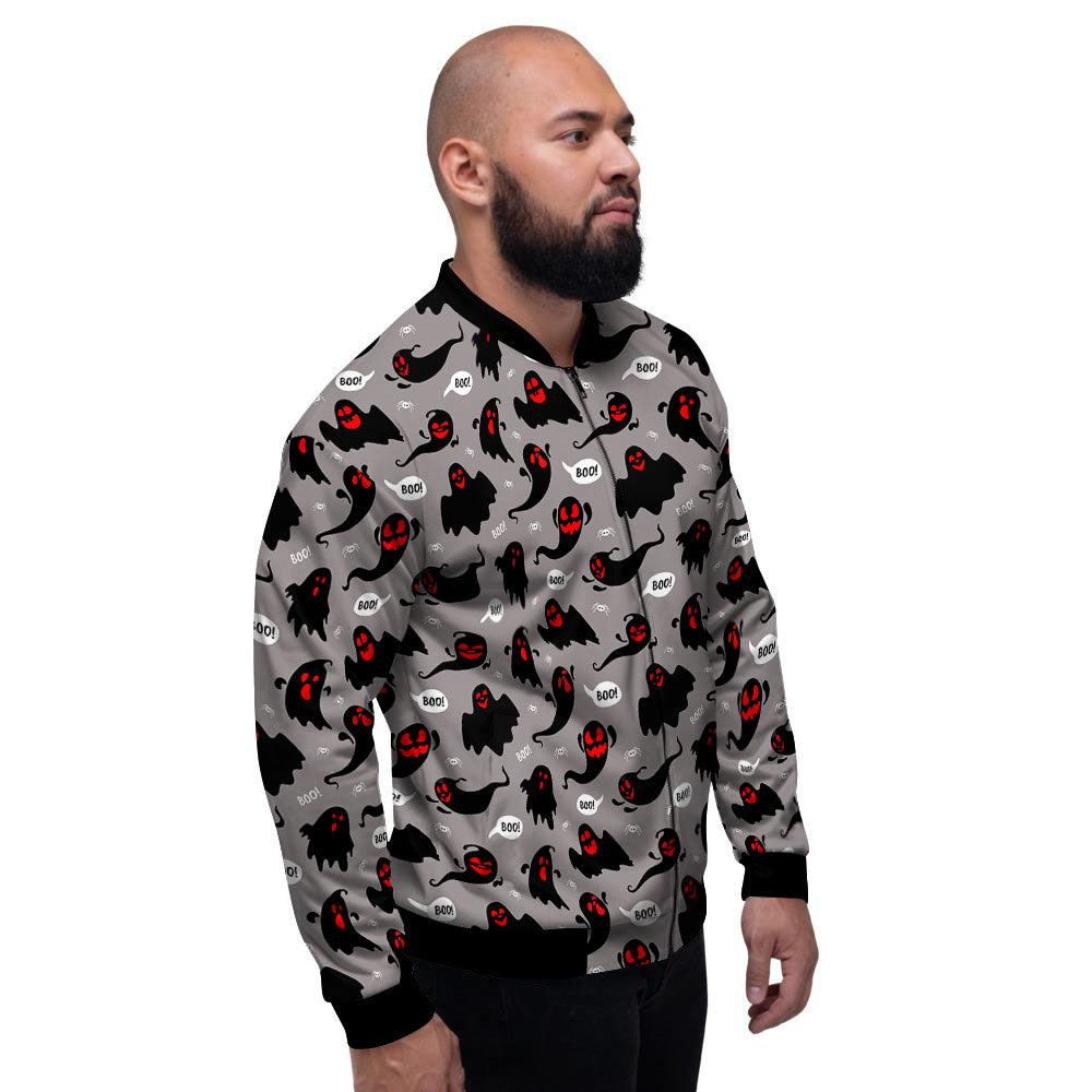 Boo Ghost Print Pattern Men's Bomber Jacket-grizzshop