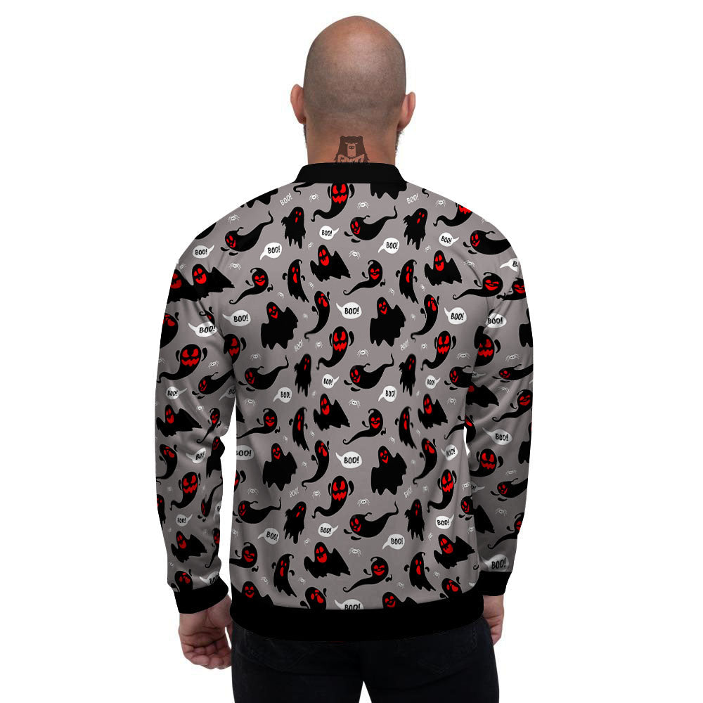 Boo Ghost Print Pattern Men's Bomber Jacket-grizzshop