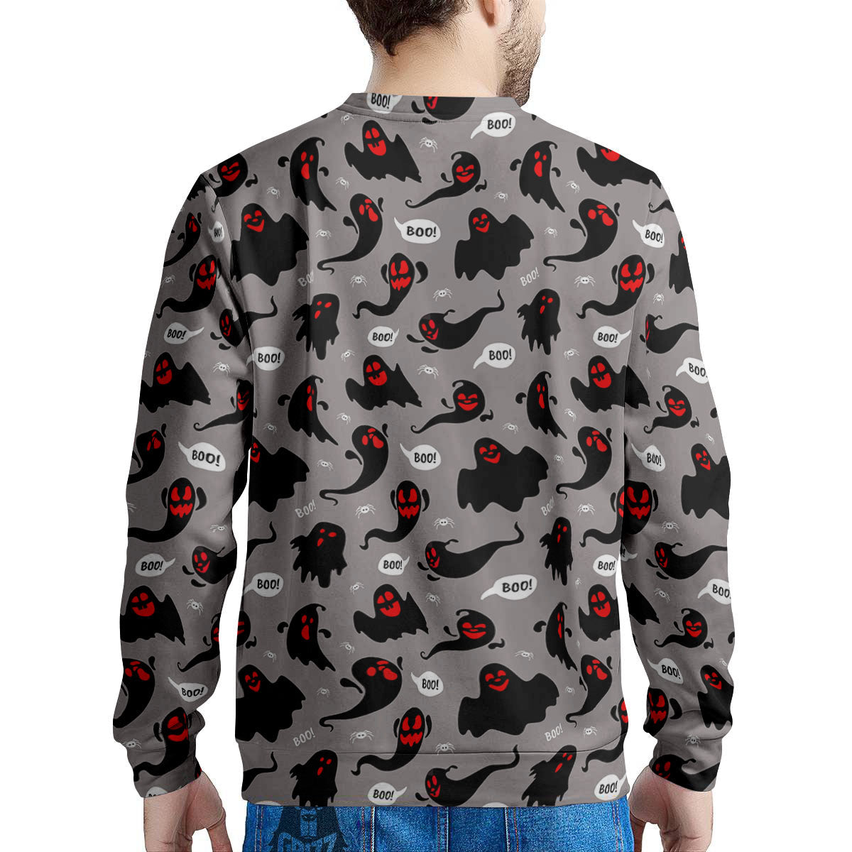 Boo Ghost Print Pattern Men's Sweatshirt-grizzshop