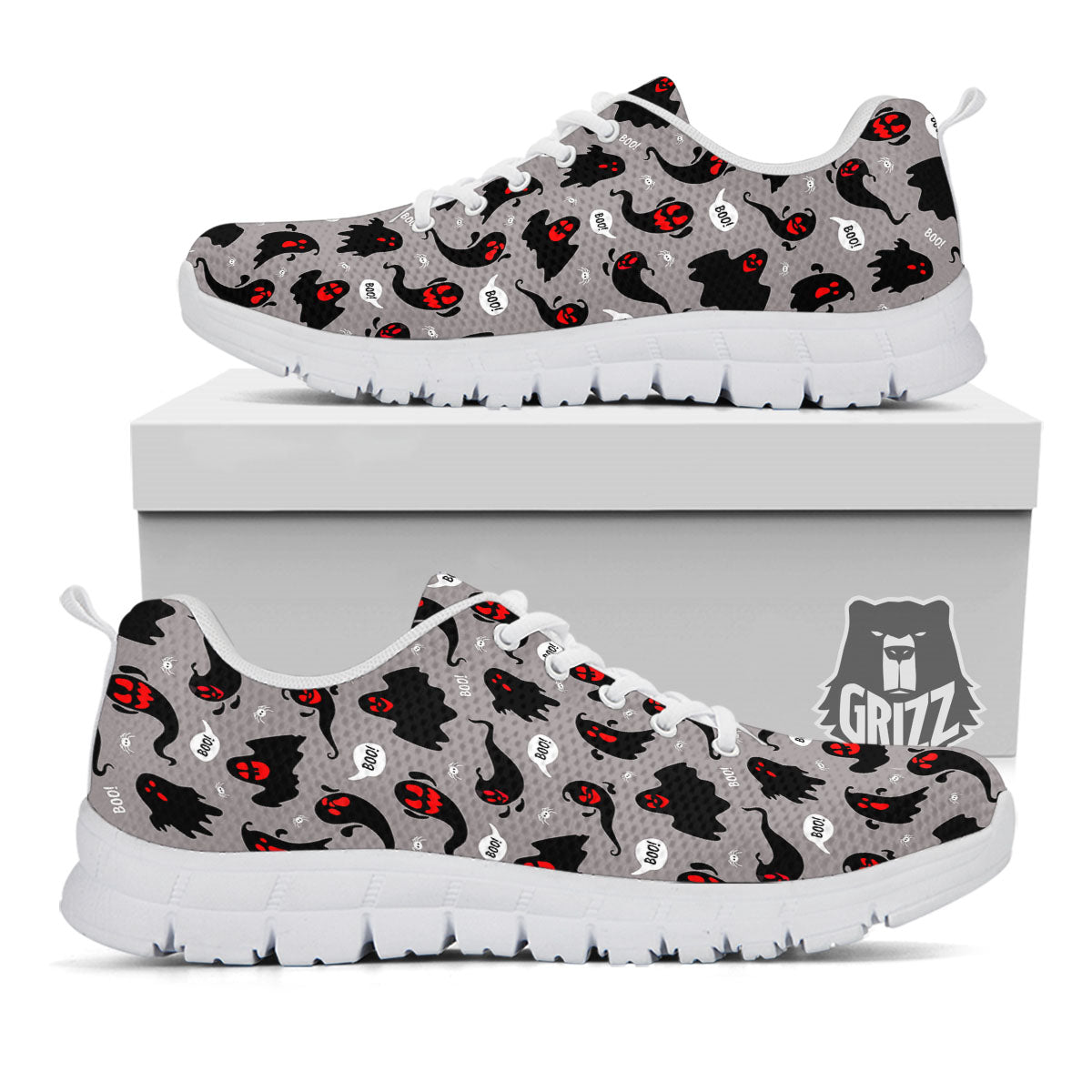 Boo Ghost Print Pattern White Sneaker-grizzshop