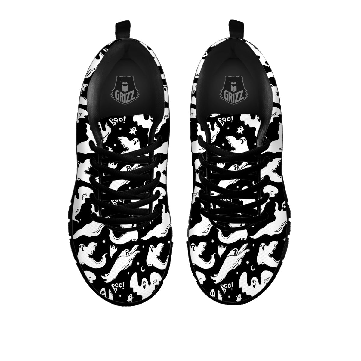 Boo Scary Ghost Print Pattern Black Sneaker-grizzshop