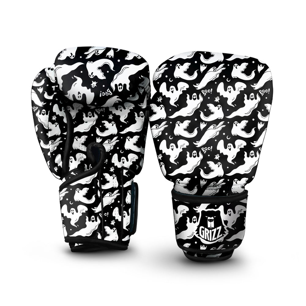 Boo Scary Ghost Print Pattern Boxing Gloves-grizzshop