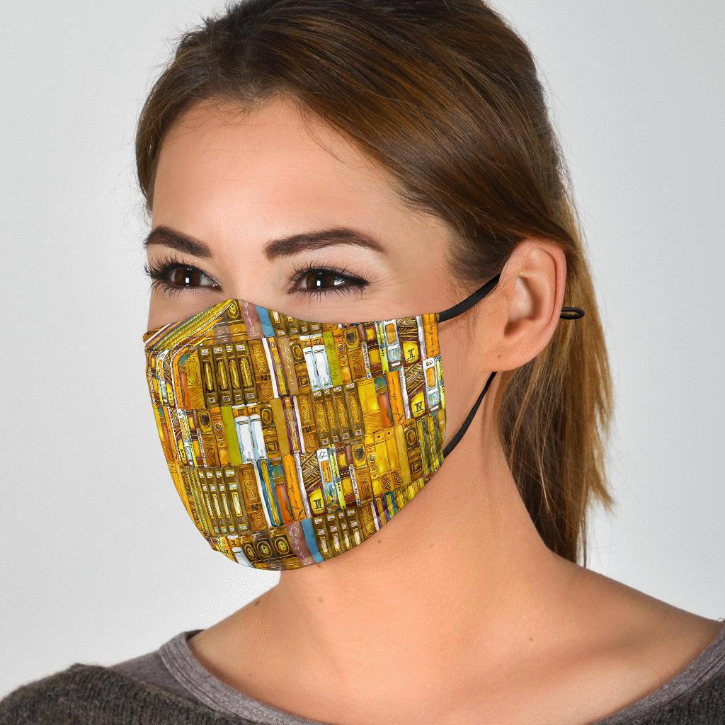 Book Lover Library Librarian Pattern Print Face Mask-grizzshop