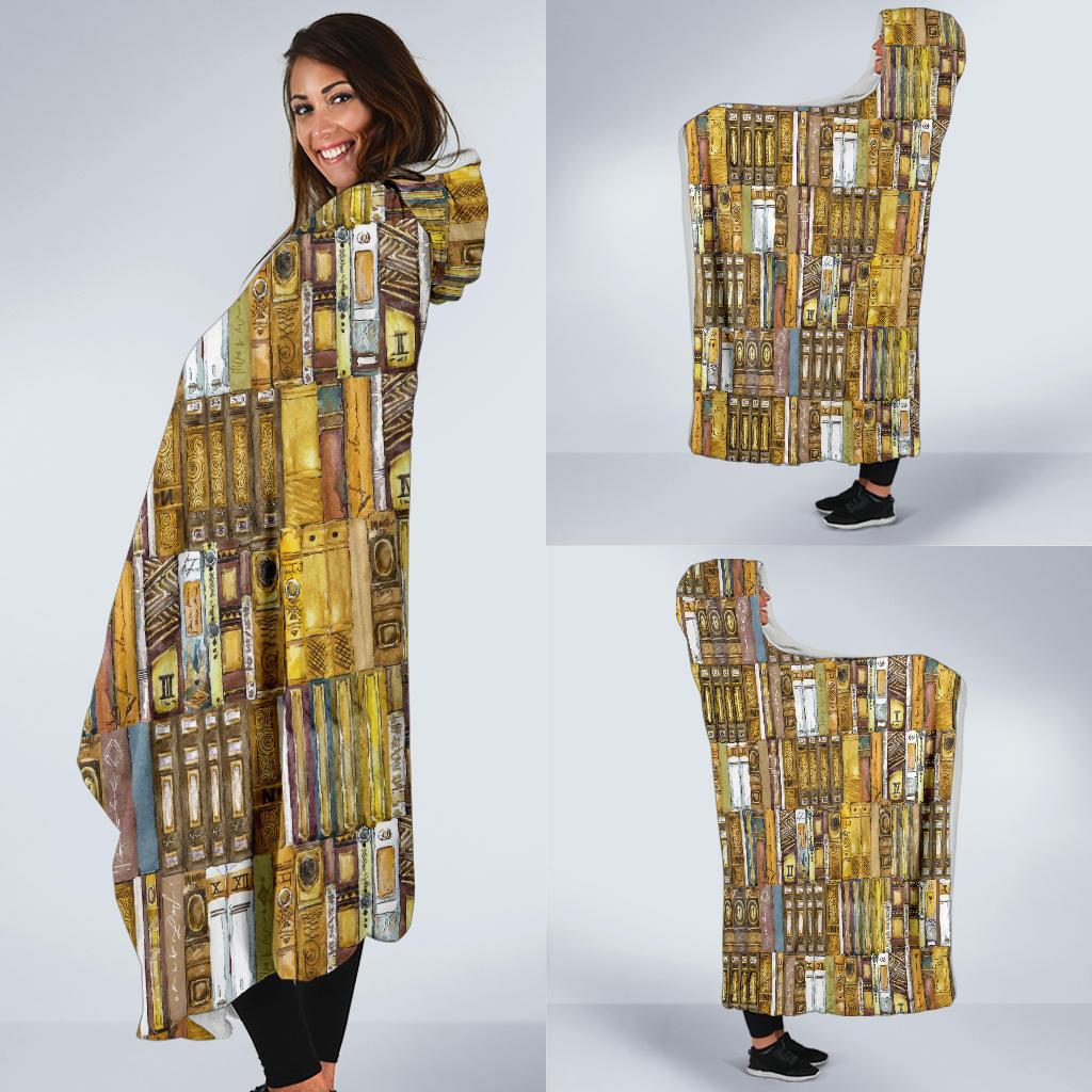 Book Lover Library Librarian Pattern Print Hooded Blanket-grizzshop