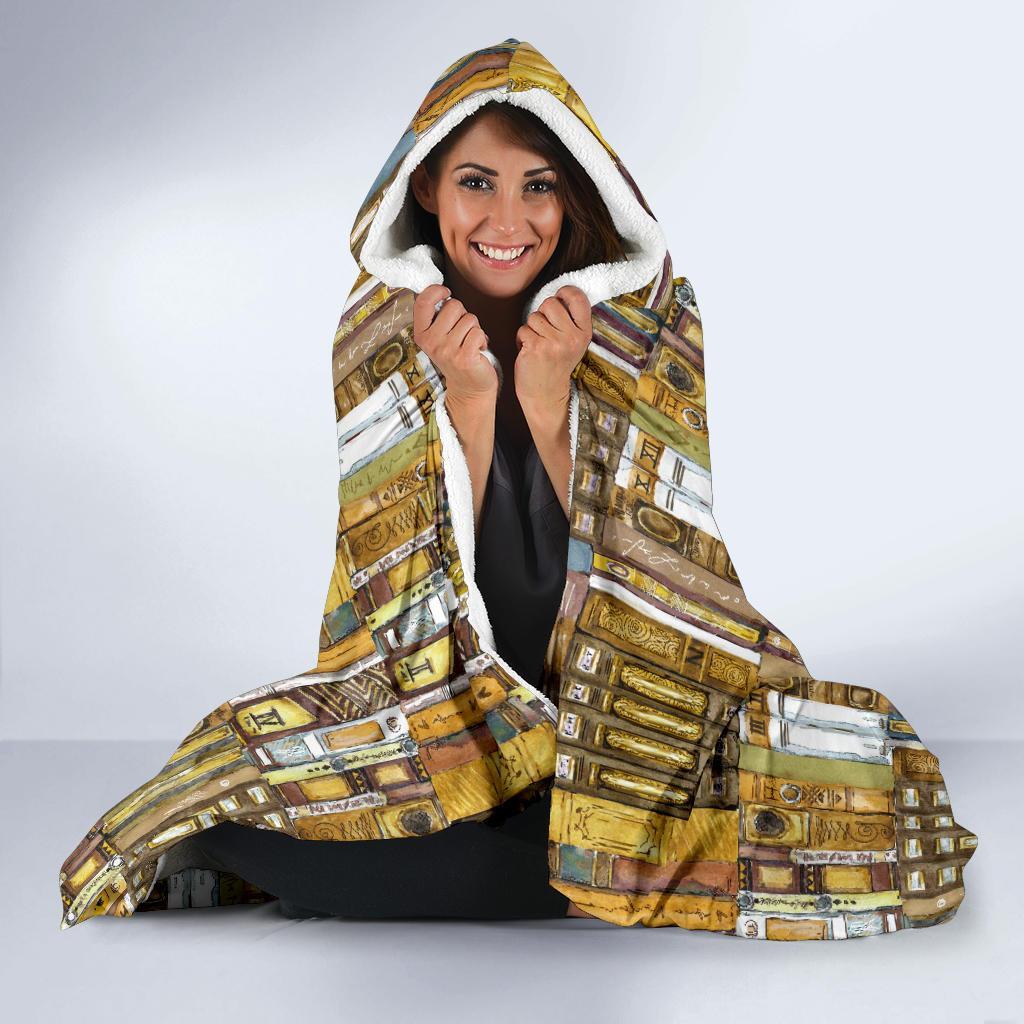 Book Lover Library Librarian Pattern Print Hooded Blanket-grizzshop