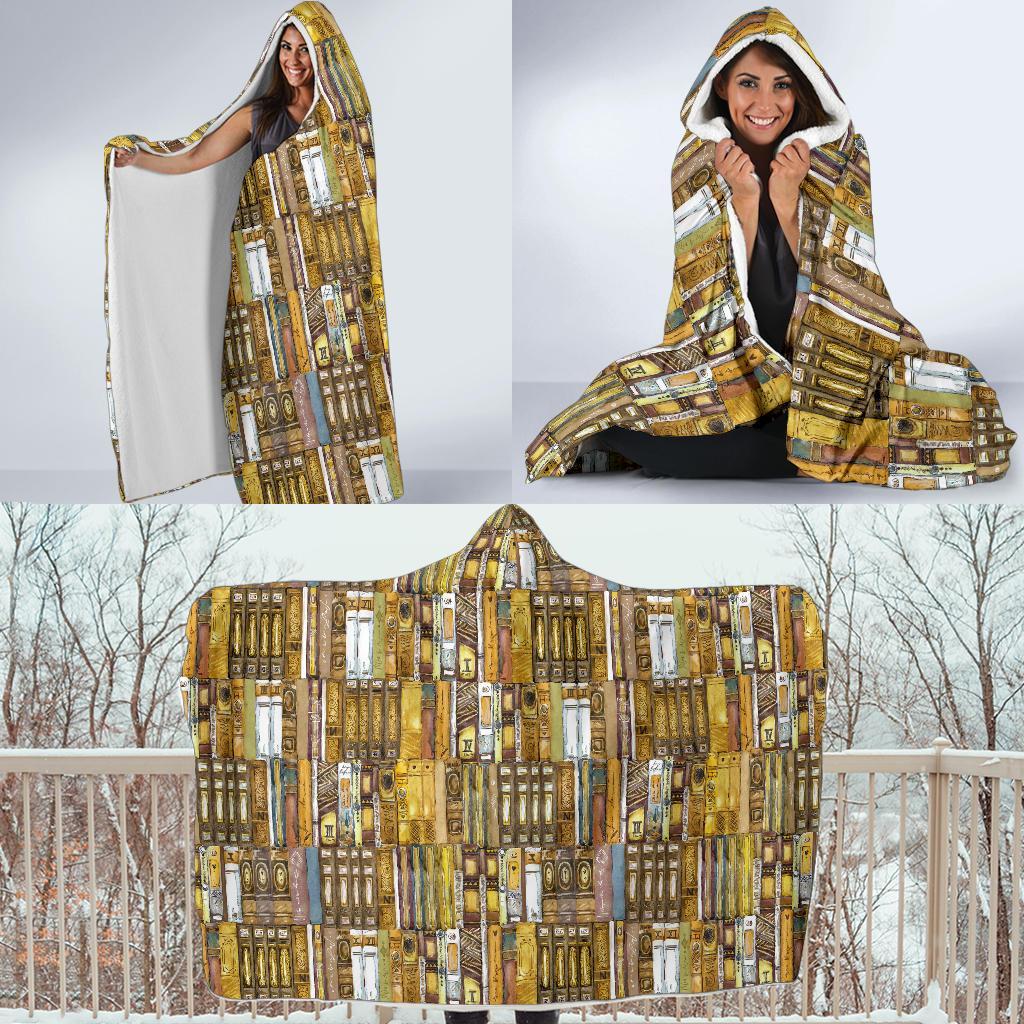 Book Lover Library Librarian Pattern Print Hooded Blanket-grizzshop