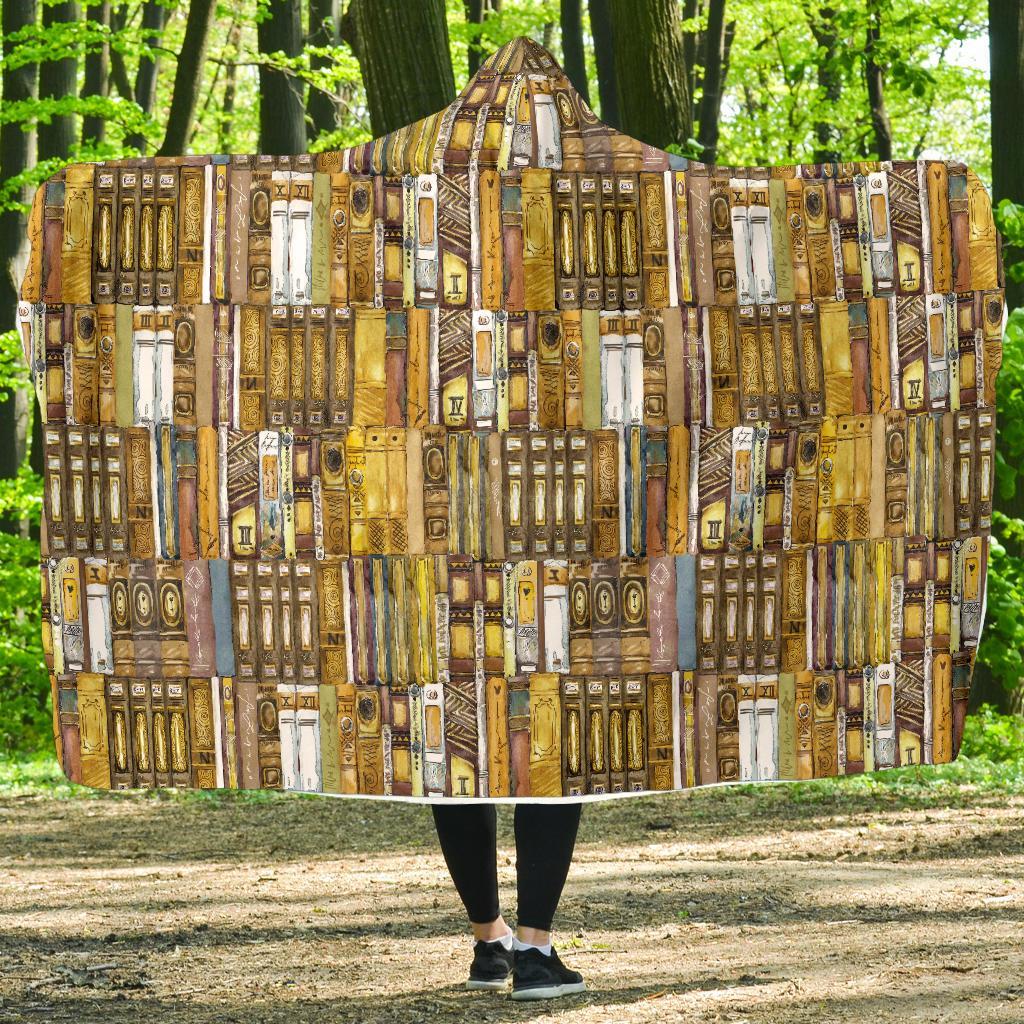 Book Lover Library Librarian Pattern Print Hooded Blanket-grizzshop