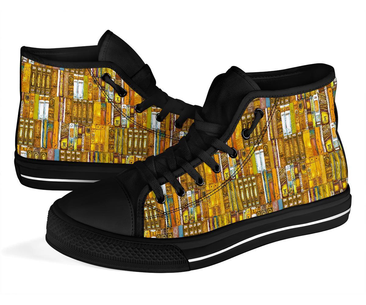 Book Lover Library Librarian Pattern Print Men Women's High Top Shoes-grizzshop