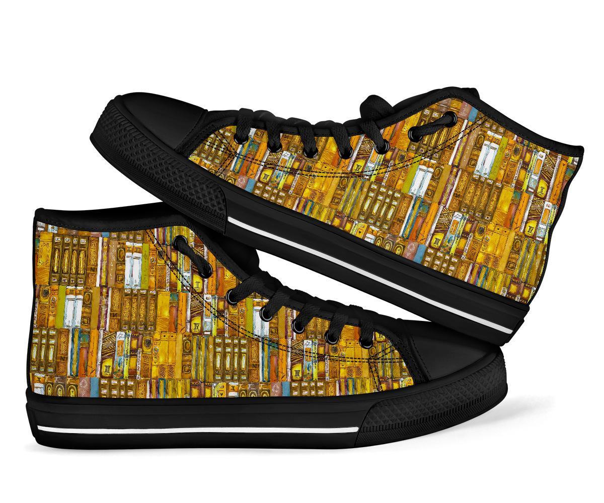 Book Lover Library Librarian Pattern Print Men Women's High Top Shoes-grizzshop