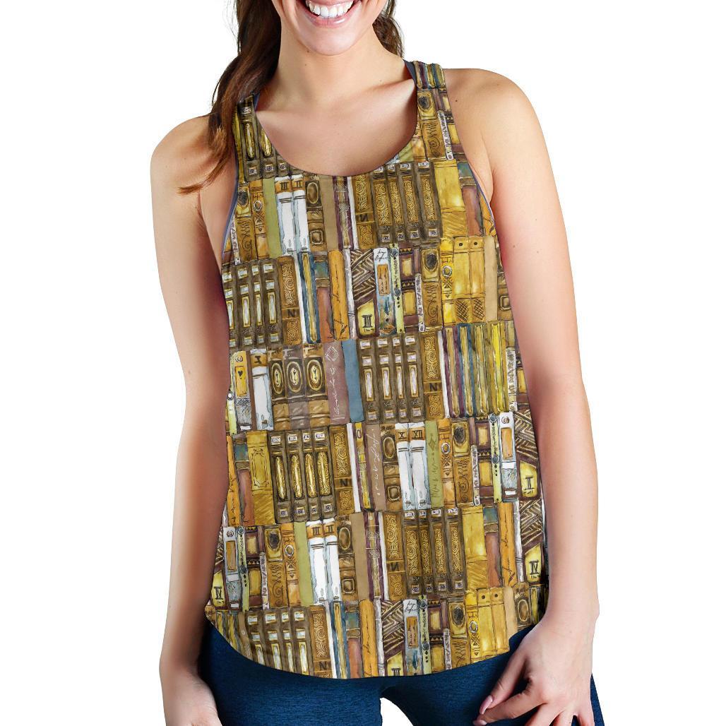 Book Lover Library Librarian Pattern Print Racerback Tank Tops-grizzshop