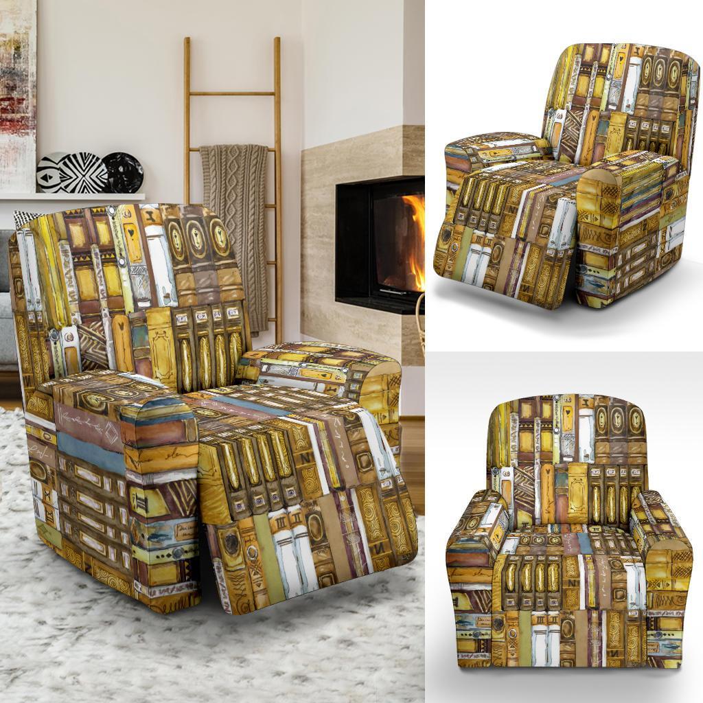 Book Lover Library Librarian Pattern Print Recliner Cover-grizzshop