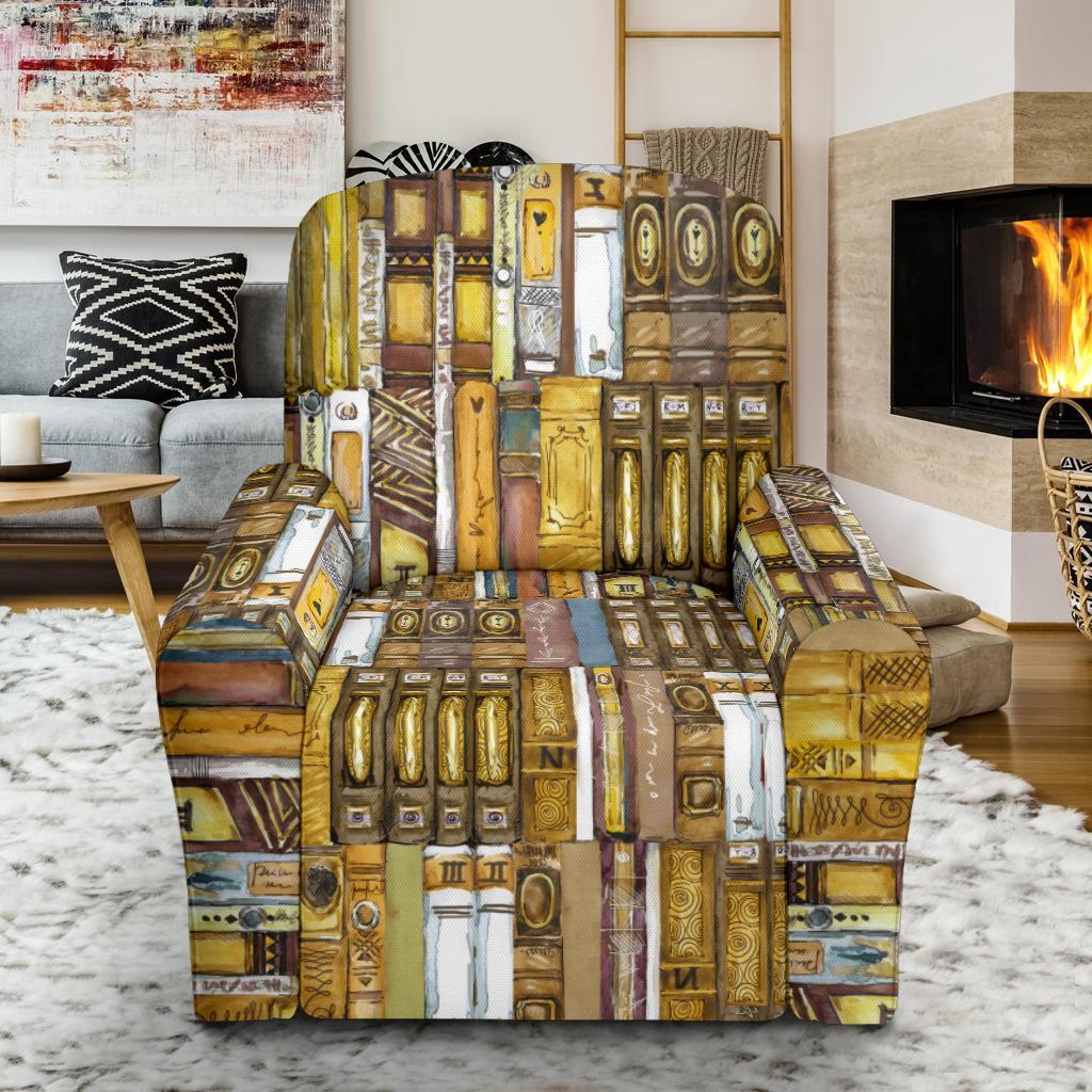 Book Lover Library Librarian Pattern Print Recliner Cover-grizzshop