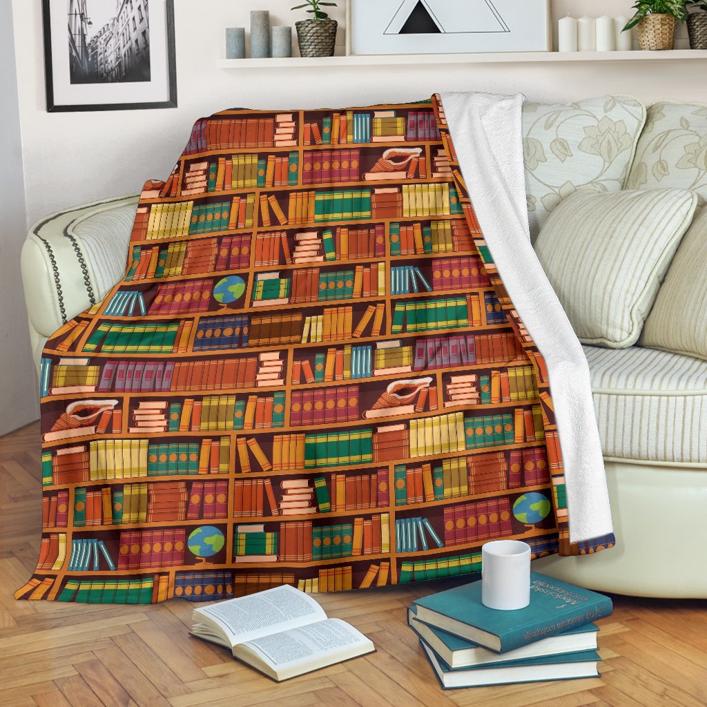 Book Lover Library Librarian Print Pattern Blanket-grizzshop