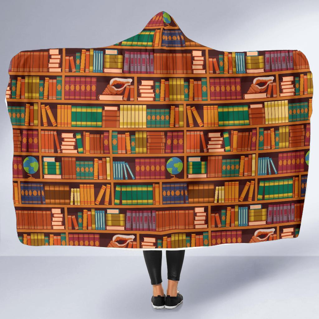 Book Lover Library Librarian Print Pattern Hooded Blanket-grizzshop