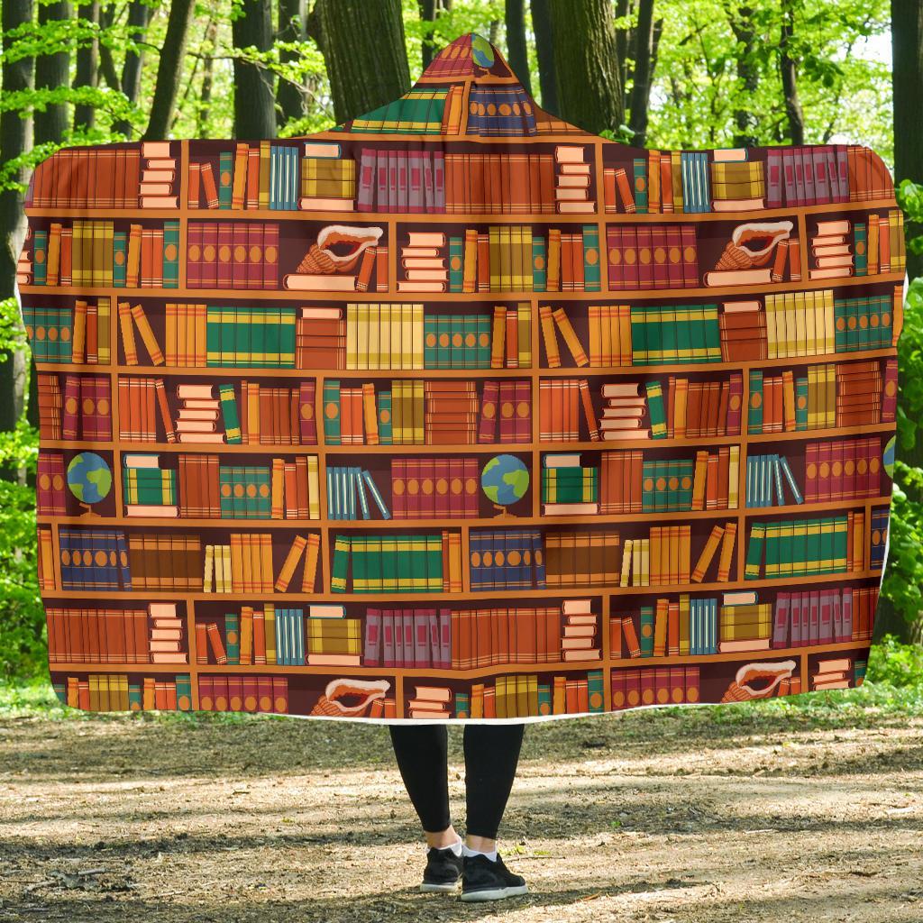 Book Lover Library Librarian Print Pattern Hooded Blanket-grizzshop