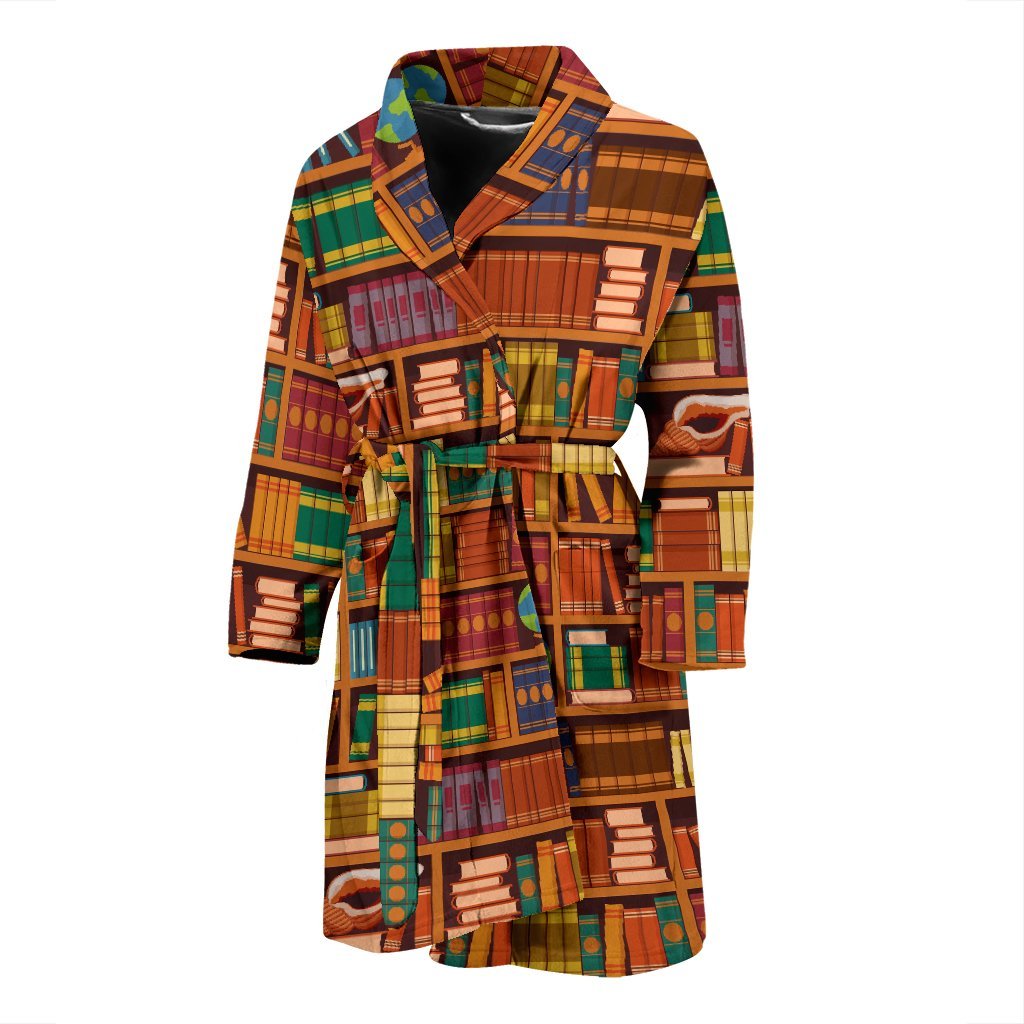 Book Lover Library Librarian Print Pattern Men Long Robe-grizzshop