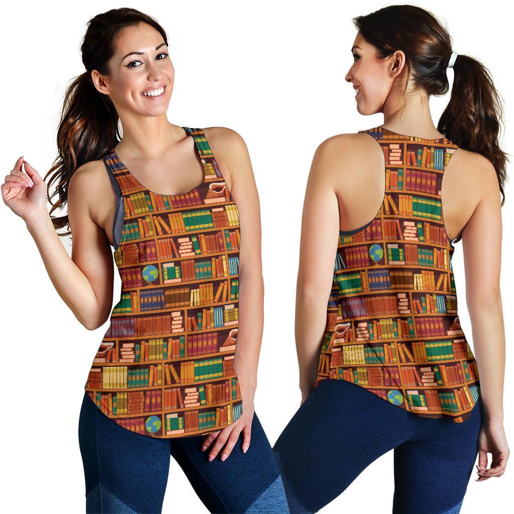 Book Lover Library Librarian Print Pattern Racerback Tank Tops-grizzshop