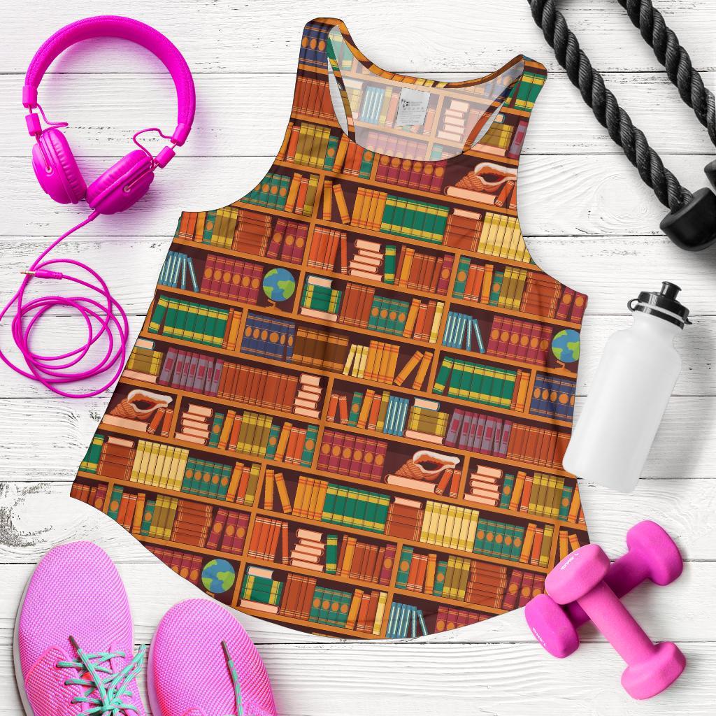 Book Lover Library Librarian Print Pattern Racerback Tank Tops-grizzshop