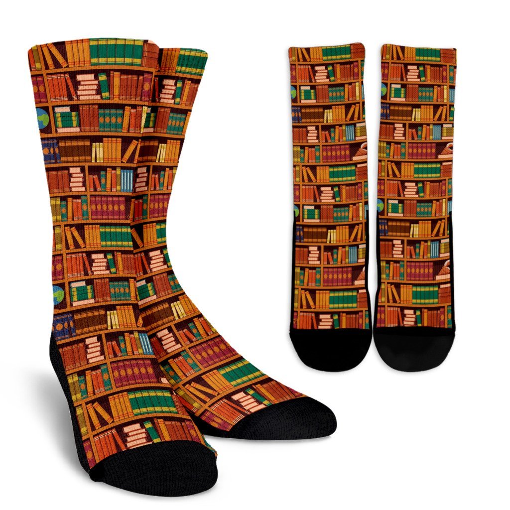 Book Lover Library Librarian Print Pattern Unisex Crew Socks-grizzshop