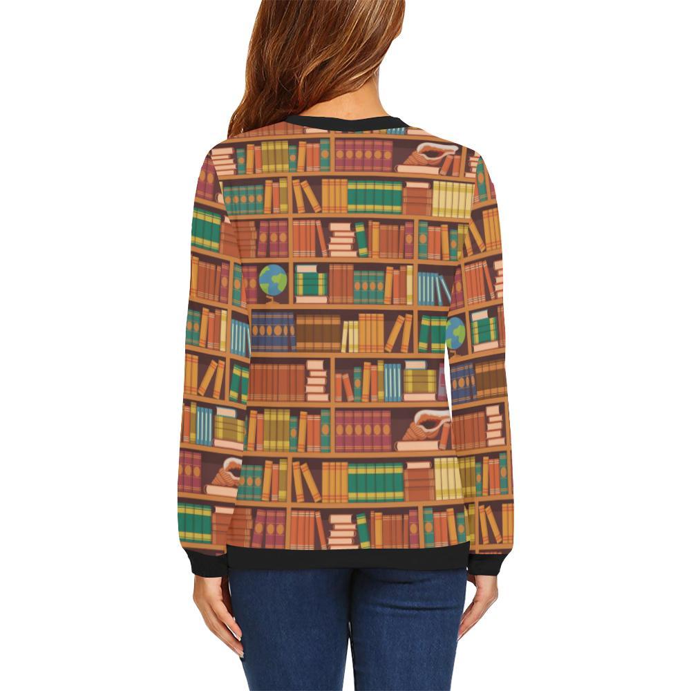 Book Lover Library Librarian Print Pattern Women Crewneck Sweatshirt-grizzshop