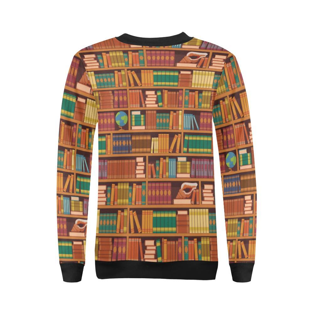 Book Lover Library Librarian Print Pattern Women Crewneck Sweatshirt-grizzshop