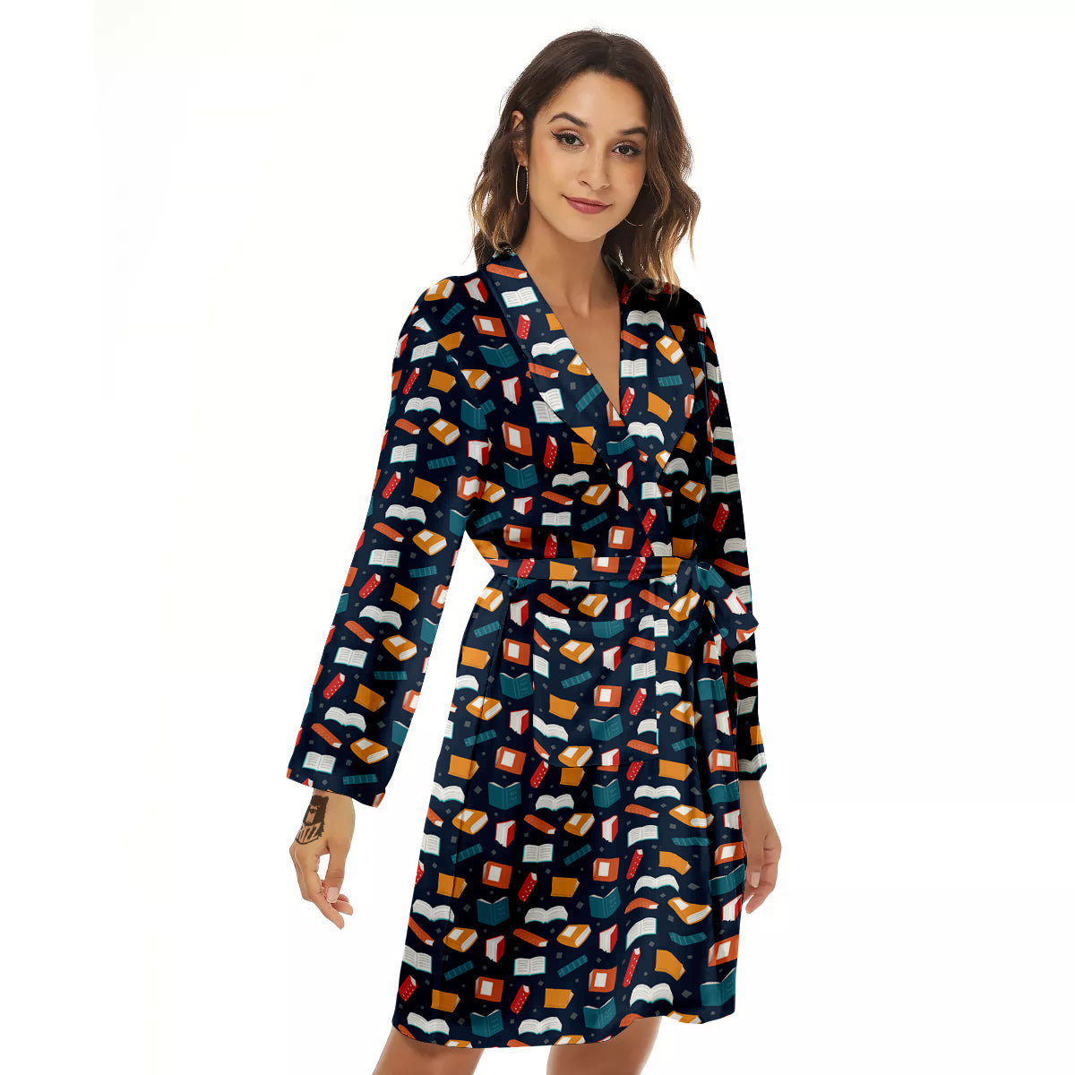 Books Colorful Print Pattern Women's Robe-grizzshop