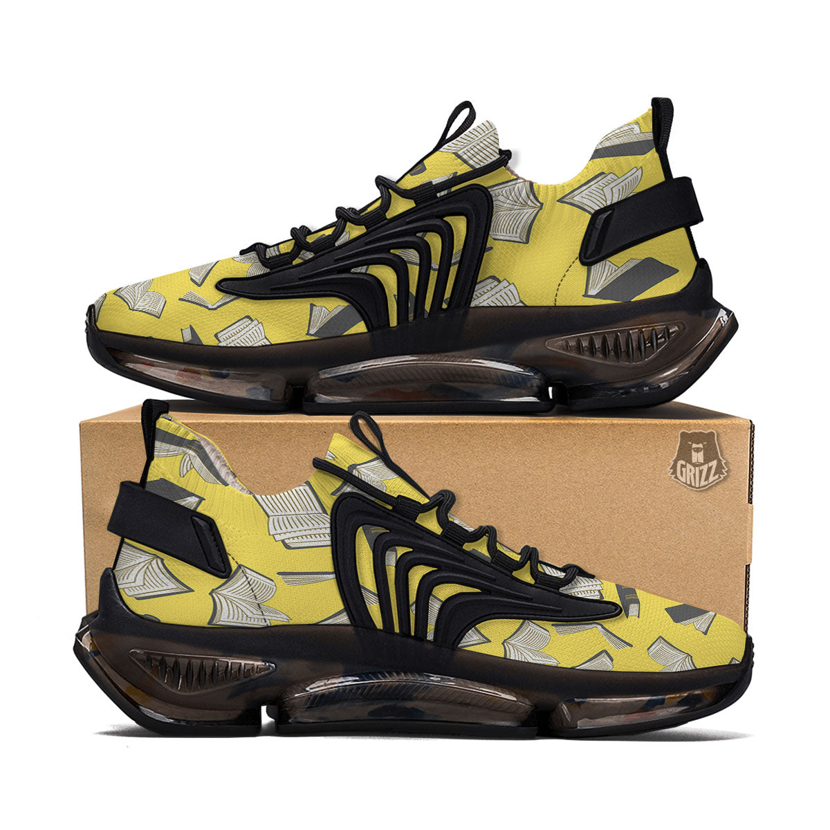 Books Pop Art Print Pattern Black Gym Shoes-grizzshop