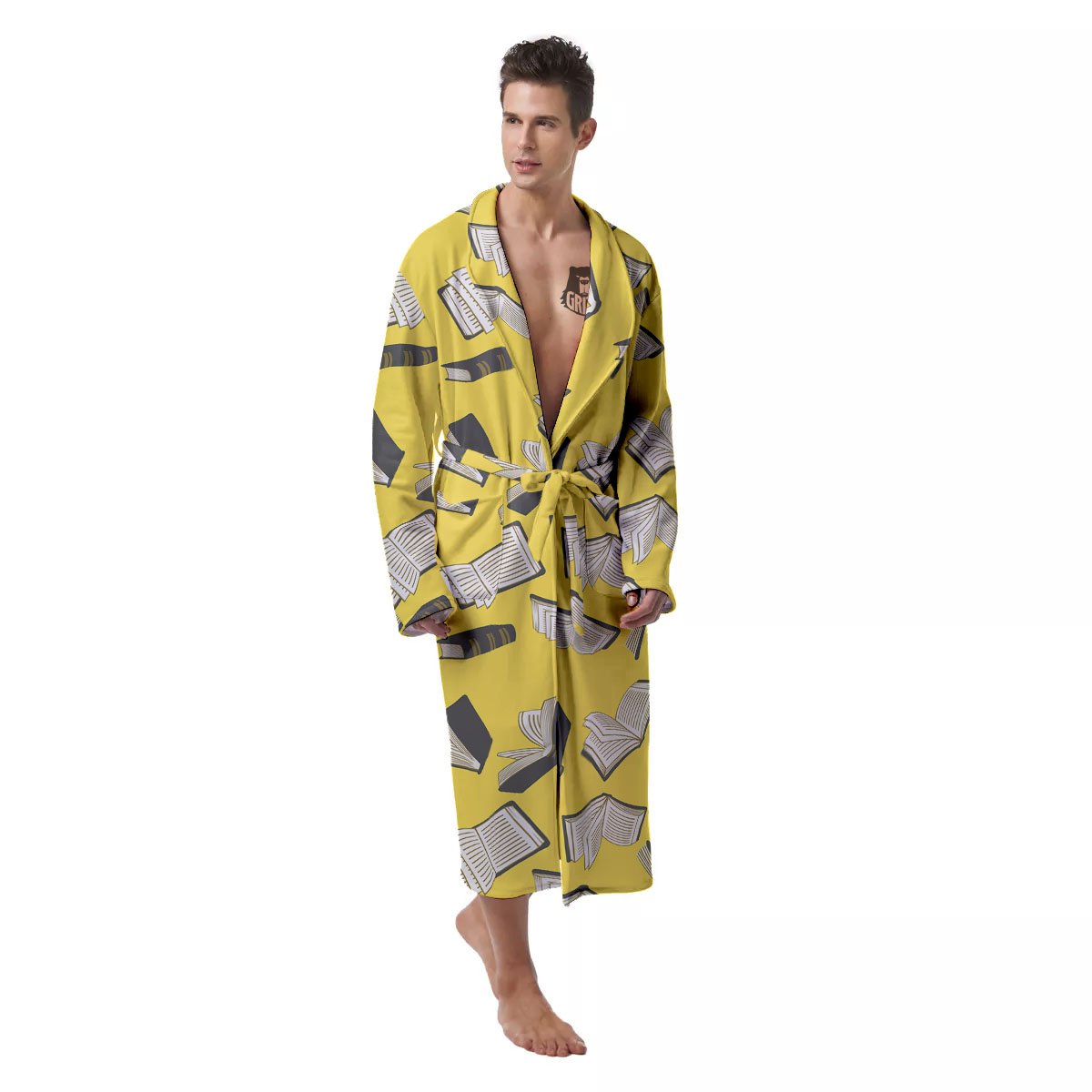 Books Pop Art Print Pattern Men's Robe-grizzshop