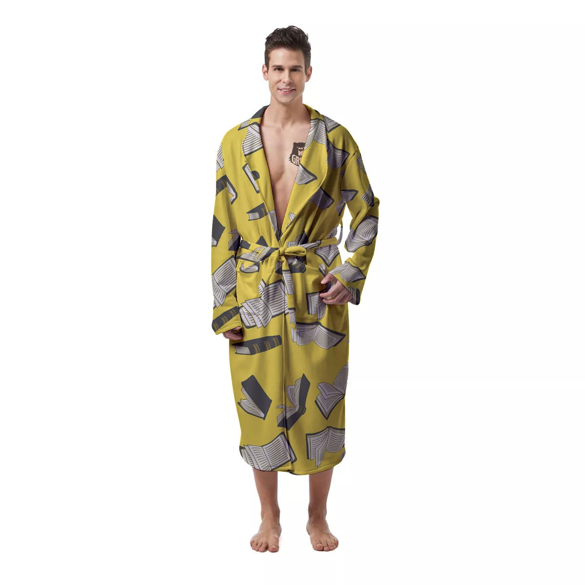 Books Pop Art Print Pattern Men's Robe-grizzshop