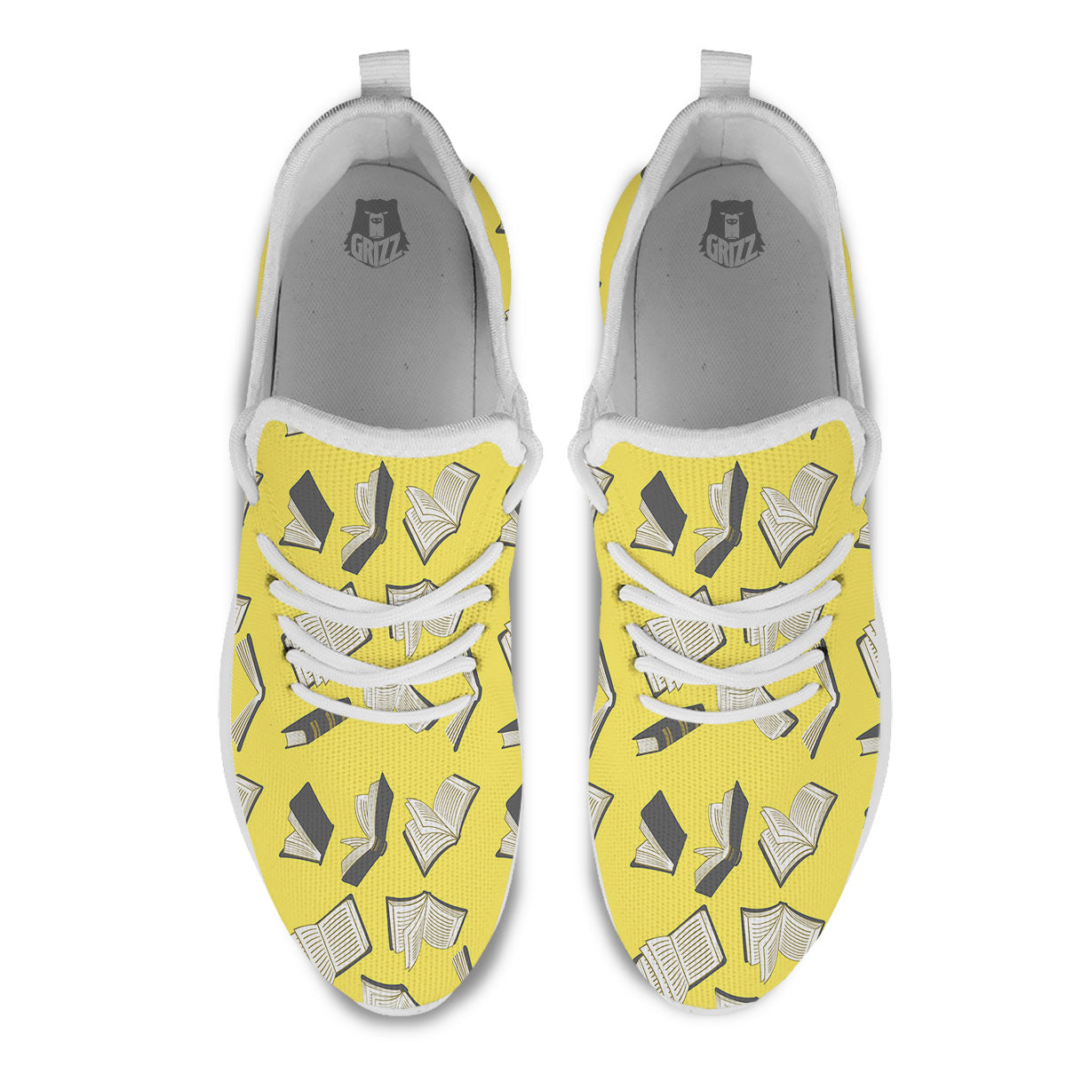 Books Pop Art Print Pattern White Athletic Shoes-grizzshop