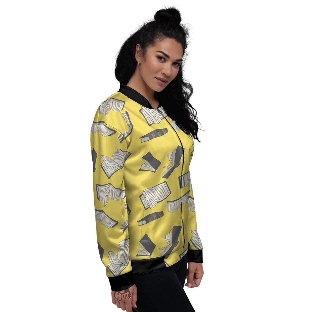 Books Pop Art Print Pattern Women's Bomber Jacket-grizzshop