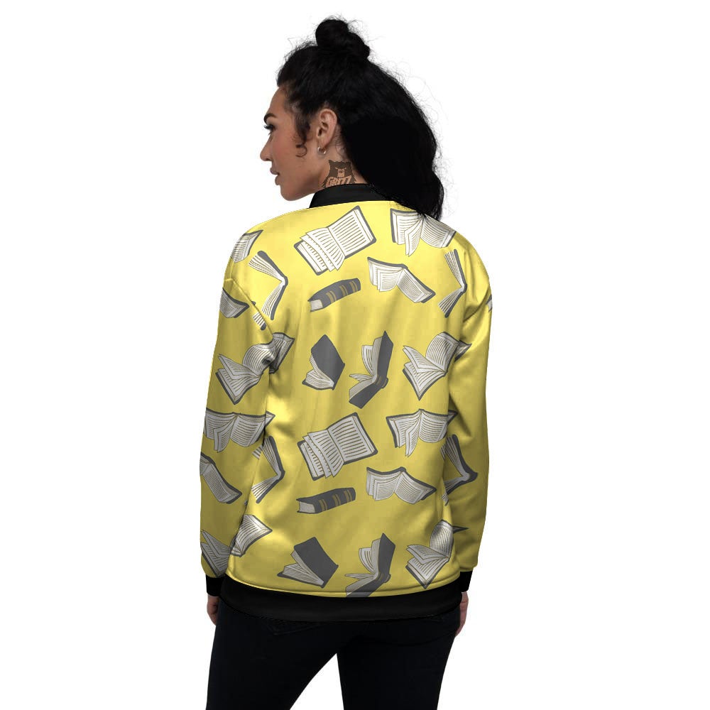 Books Pop Art Print Pattern Women's Bomber Jacket-grizzshop