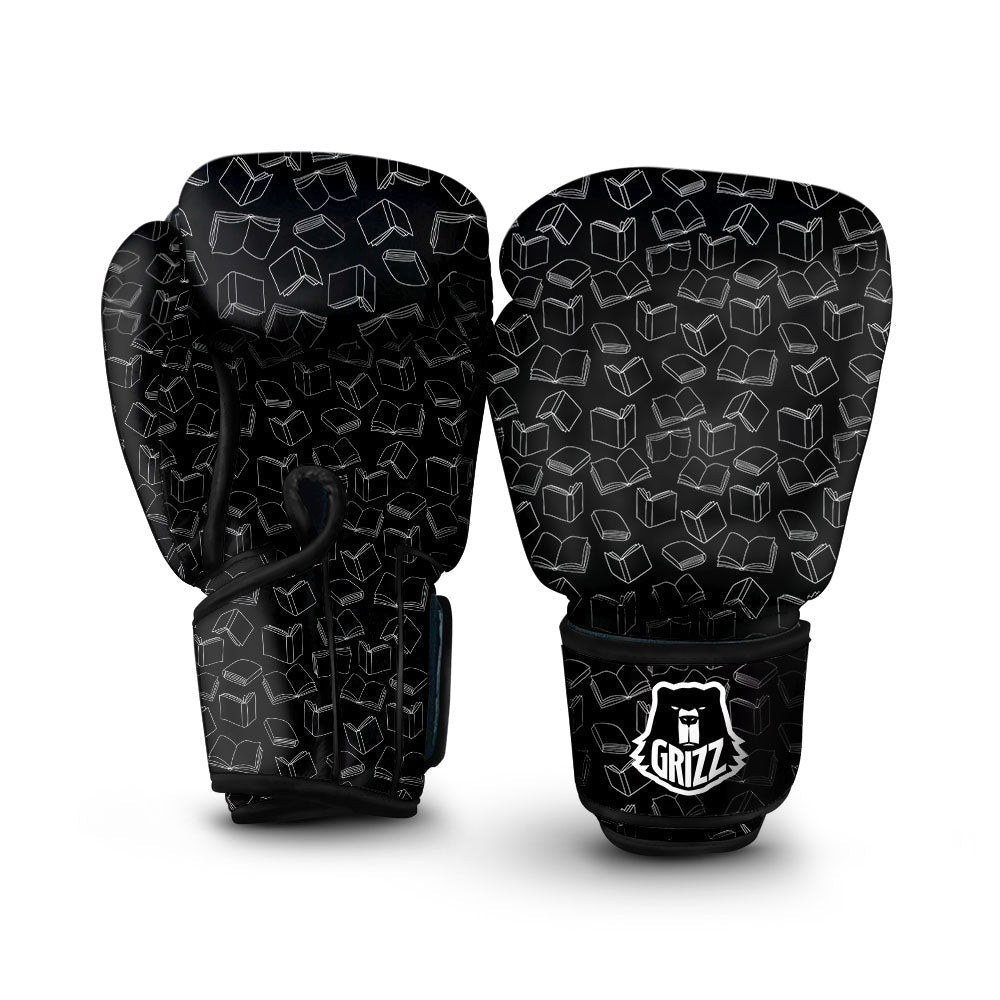 Books White And Black Print Pattern Boxing Gloves-grizzshop