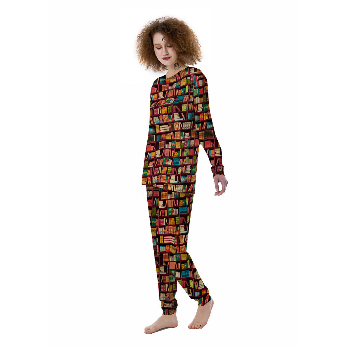 Bookshelf Vintage Print Pattern Women's Pajamas-grizzshop