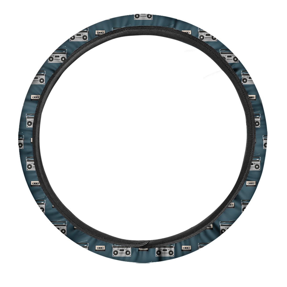 Boombox And Cassette Tape Print Pattern Car Steering Wheel Cover-grizzshop