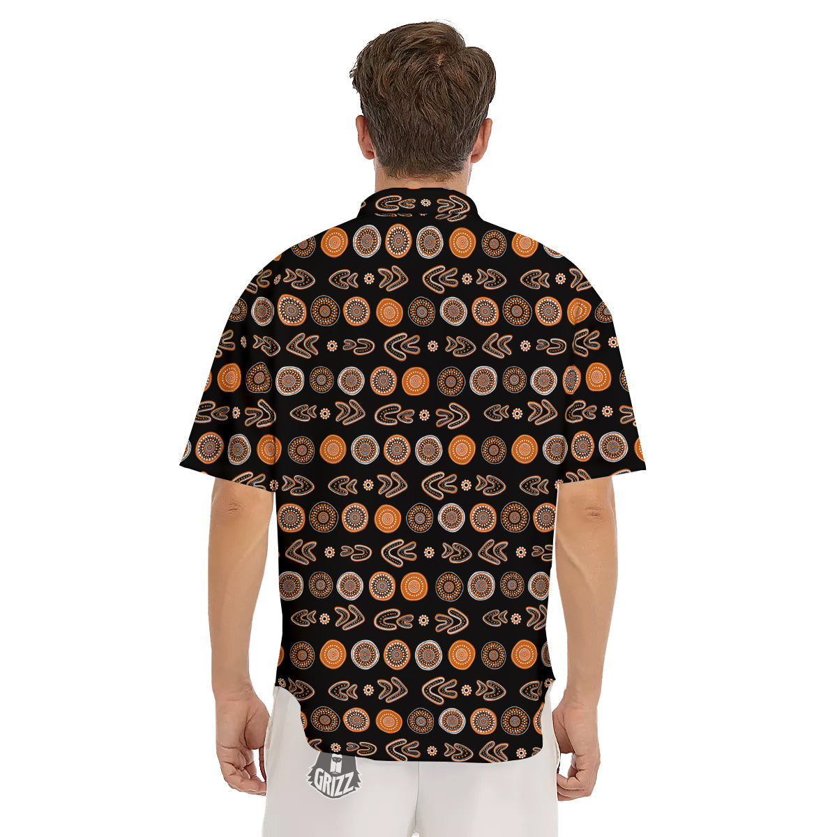 Boomerang Aboriginal Print Pattern Men's Short Sleeve Shirts-grizzshop