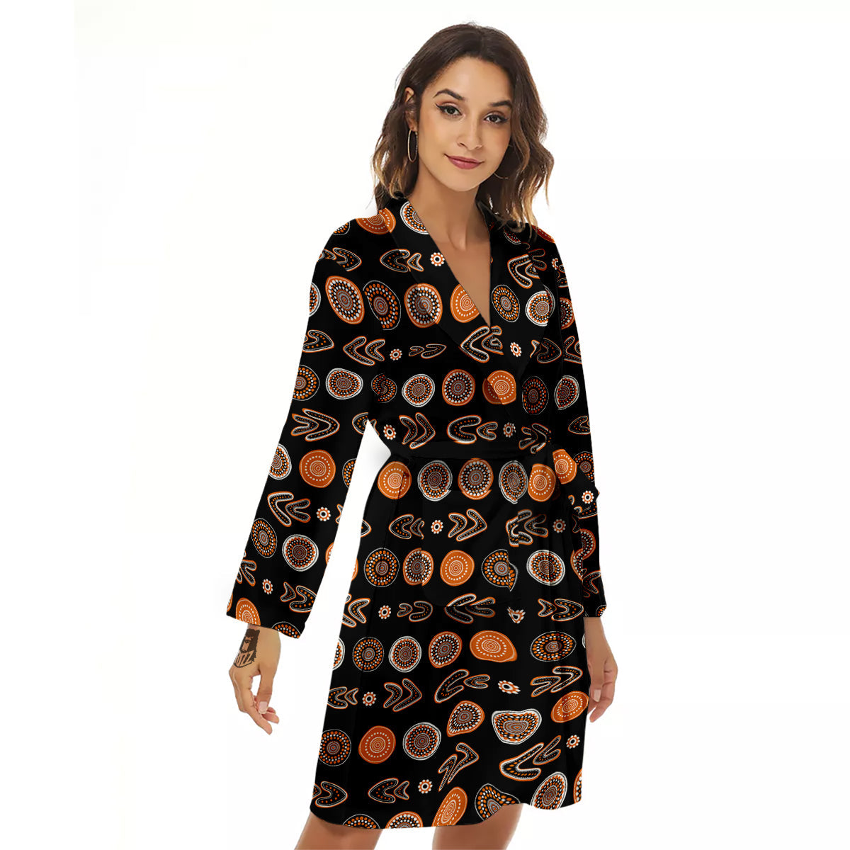 Boomerang Aboriginal Print Pattern Women's Robe-grizzshop