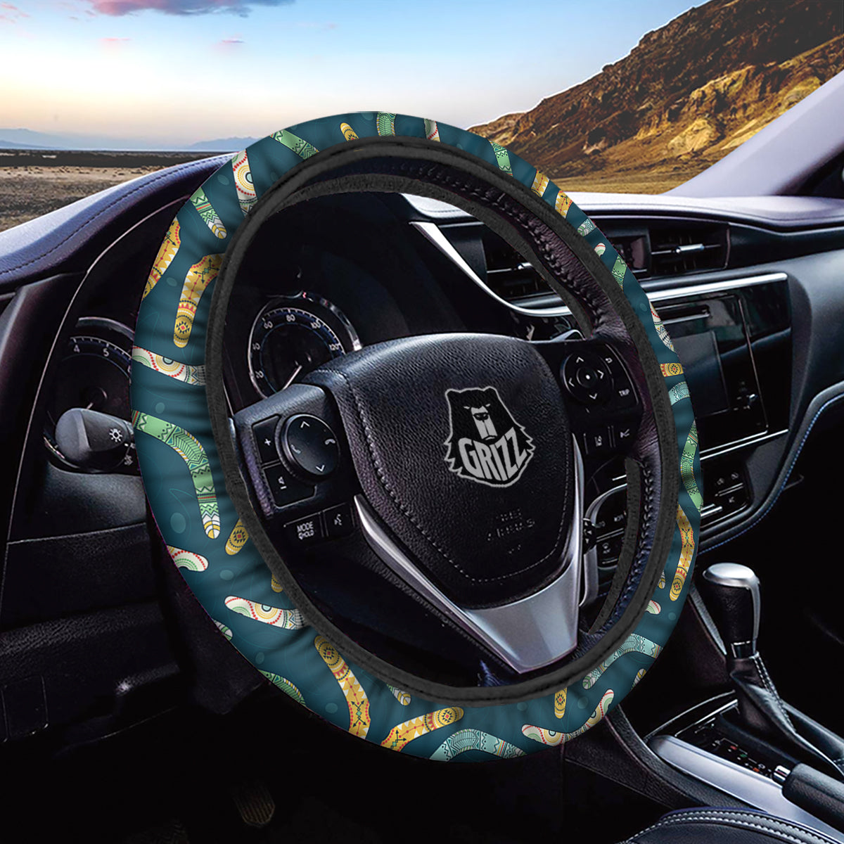 Boomerang Australian Print Pattern Car Steering Wheel Cover-grizzshop