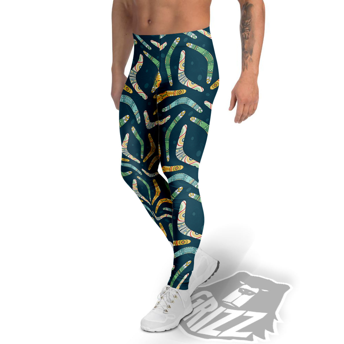 Boomerang Australian Print Pattern Men's Leggings-grizzshop