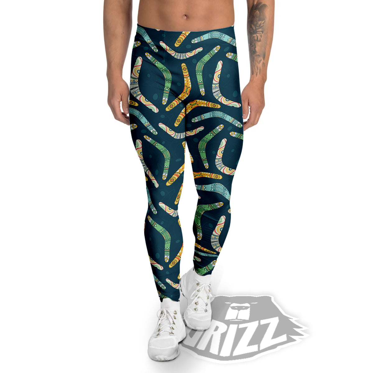 Boomerang Australian Print Pattern Men's Leggings-grizzshop
