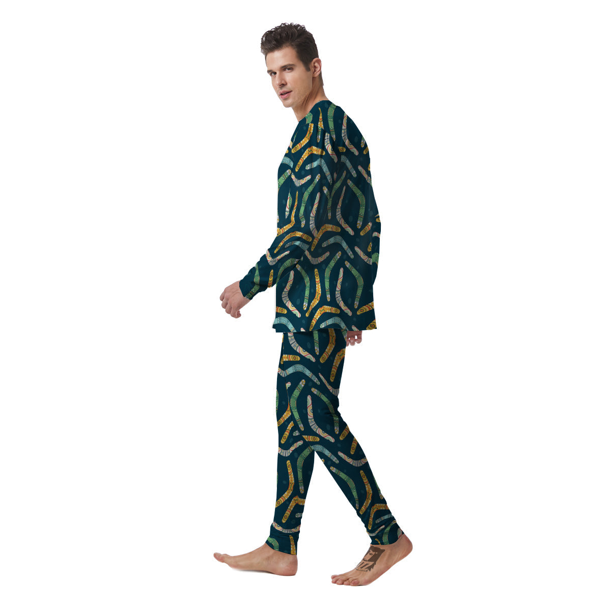 Boomerang Australian Print Pattern Men's Pajamas-grizzshop