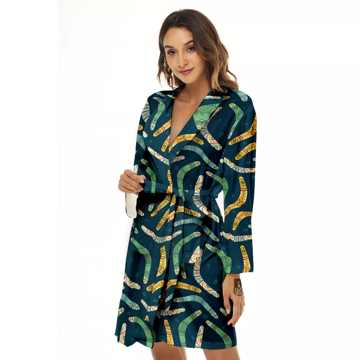 Boomerang Australian Print Pattern Women's Robe-grizzshop