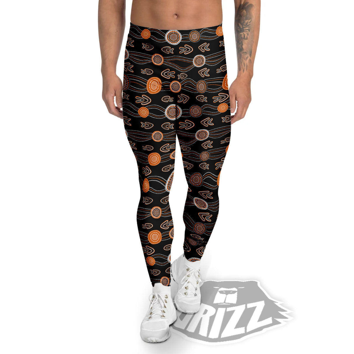 Boomerang Dot Aboriginal Print Men's Leggings-grizzshop