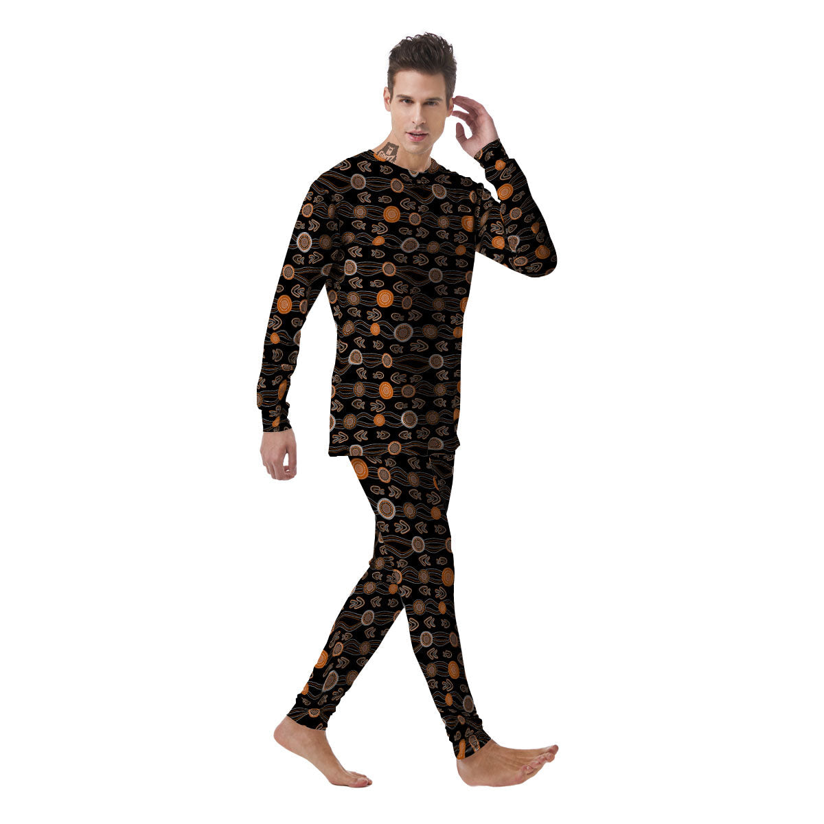 Boomerang Dot Aboriginal Print Men's Pajamas-grizzshop