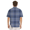 Border Tartan Blue Print Pattern Men's Short Sleeve Shirts-grizzshop