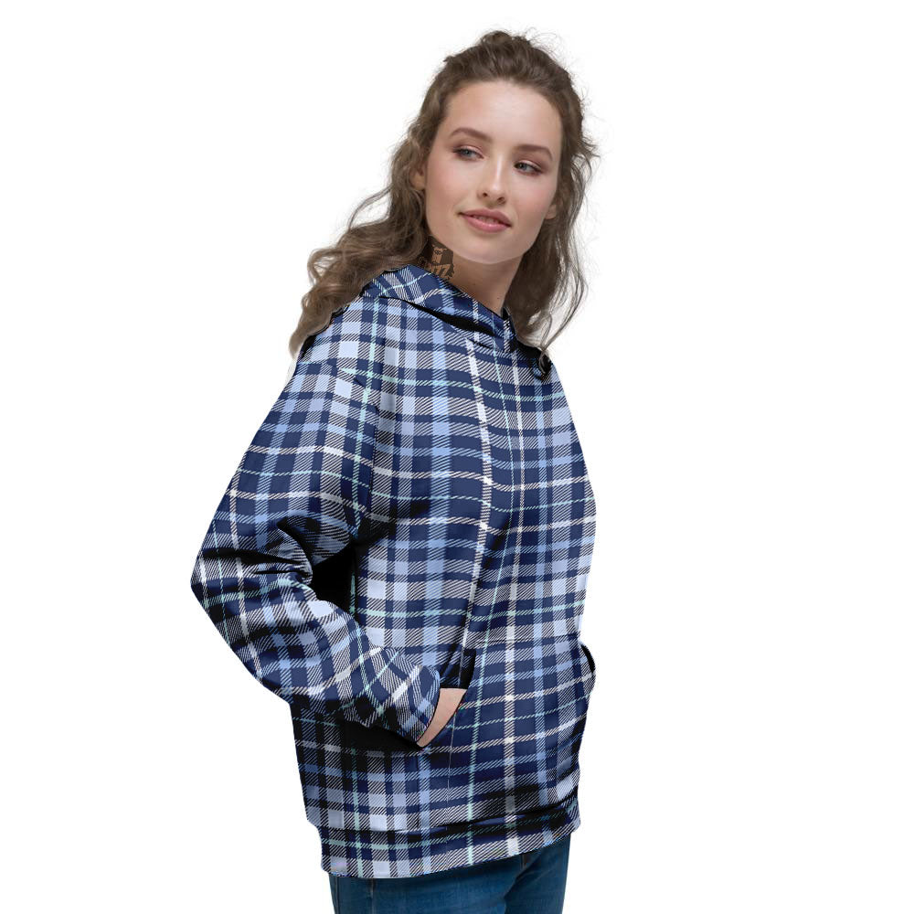 Border Tartan Blue Print Pattern Women's Hoodie-grizzshop